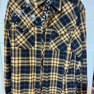 Plaid Black and Yellow Men's Shirt